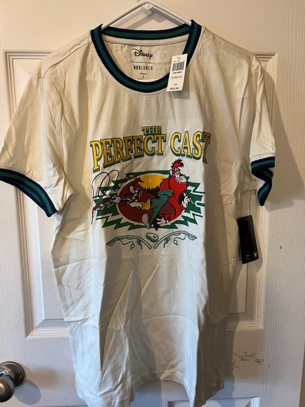 Disney White 'The Perfect Cast' Graphic Ringer Tee with Green & Navy Trim
